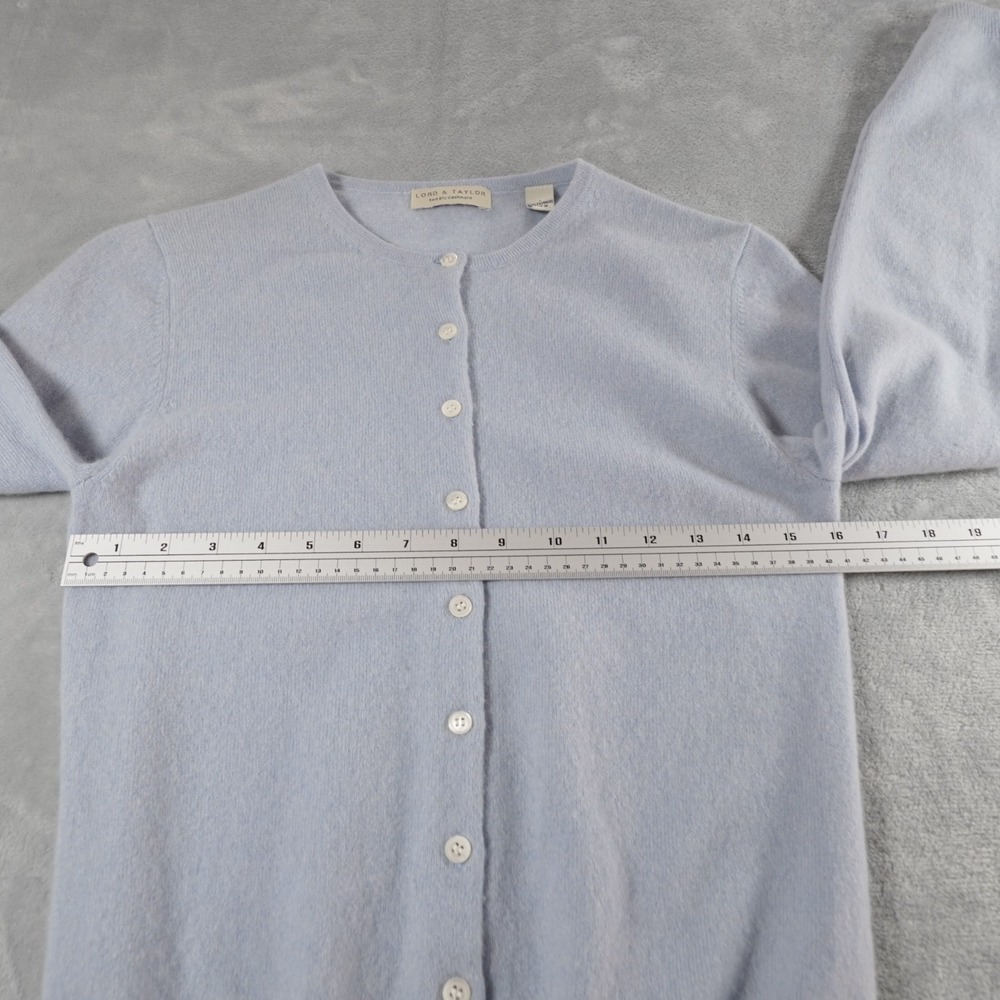 Lord & Taylor 2 Ply Cashmere Cardigan Sweater Womens M Blue Luxury Vintage 90s - Picture 5 of 12